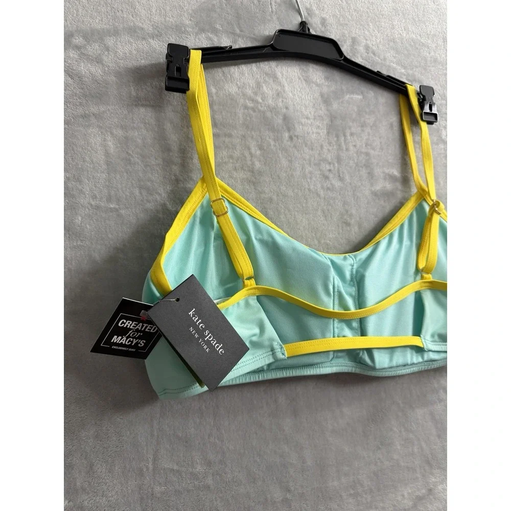 Kate Spade Womens‎ Contrast-Trim Bralette Bikini Top  Low Tide. Size L